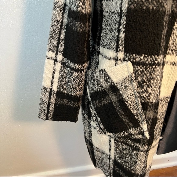Ann Story Open Sweater Coat White Black Plaid - Picture 4 of 8